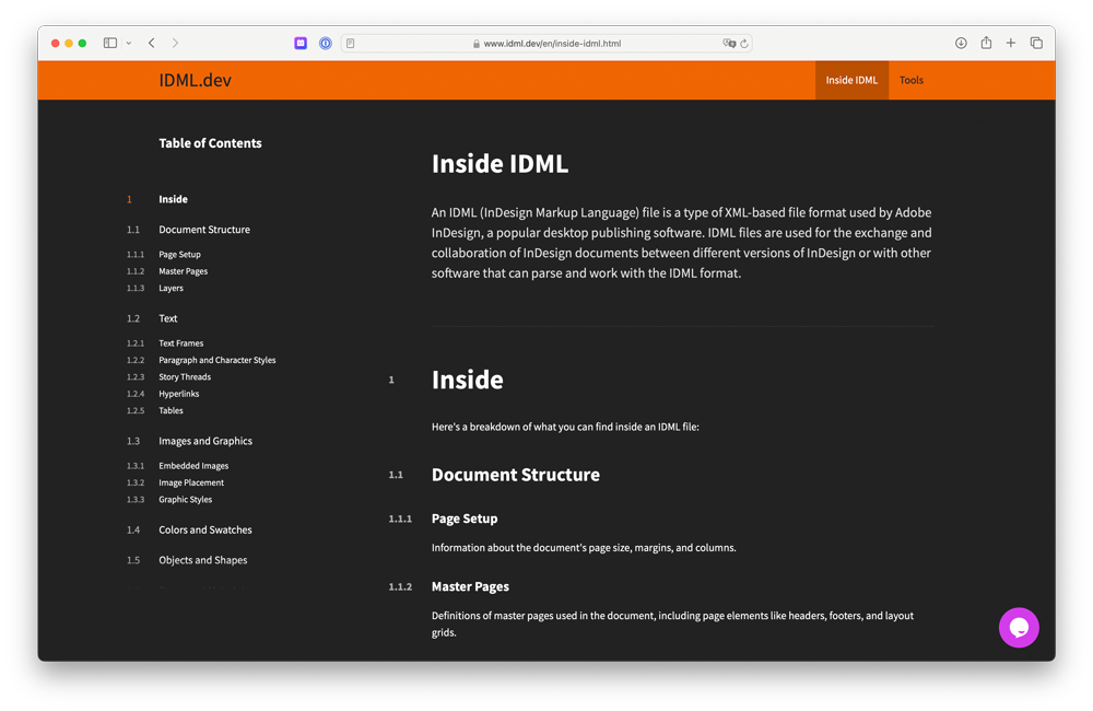 Screenshot of www.idml.dev