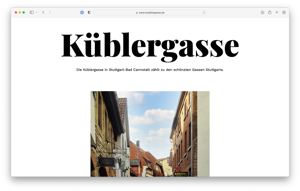 Screenshot of https://www.kueblergasse.de