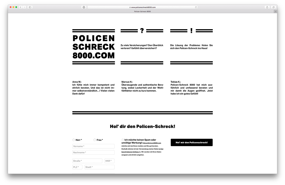 Screenshot von www.policenschreck8000.com