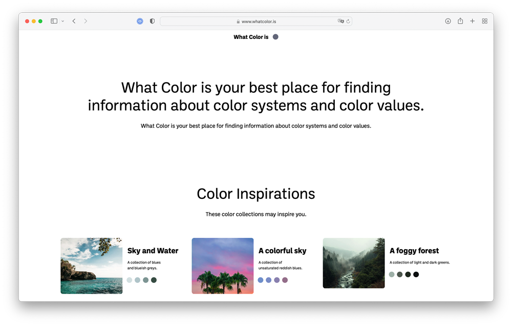 Screenshot von www.whatcolor.is